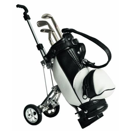 Mini Golftrolley mit Golfbag und Stiften