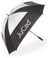 JuCad Windproof Golfschirm, schwarz/silber/rot