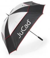 JuCad Teleskop Windproof Golfschirm, schwarz/silber/rot