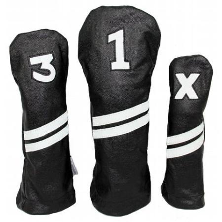 Sunfish Leder Headcover Ace, schwarz/weiß, 3er Set