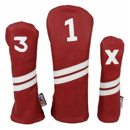 Sunfish Leder Headcover Ace, rot/weiß, 3er Set