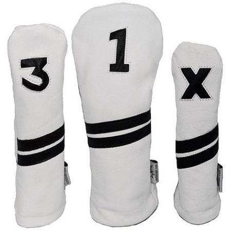 Sunfish Leder Headcover Ace, weiß/schwarz, 3er Set