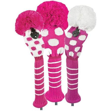 Bommel Strick Headcover, pink, 3er Set