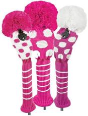 Bommel Strick Headcover, pink, 3er Set