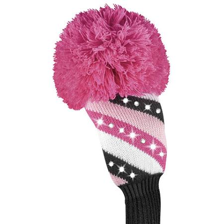 Bommel Sparkle Strick Headcover, pink, Fairwayholz Streifen