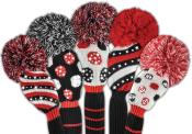 Bommel Sparkle Strick Headcover, schwarz/weiß/rot