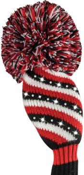 Bommel Sparkle Strick Headcover, schwarz/weiß/rot, Hybriden Streifen