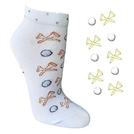 cbfmoda Damen-Golfsocken Tees 'n Balls, weiß