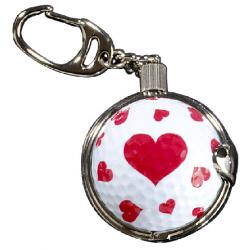 Schlüsselanhänger mit entnehmbarem Golfball Herzen rundum