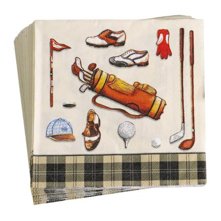 Papierservietten mit Golfmotiven, creme