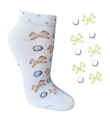 cbfmoda Damen-Golfsocken Tees 'n Balls, weiß